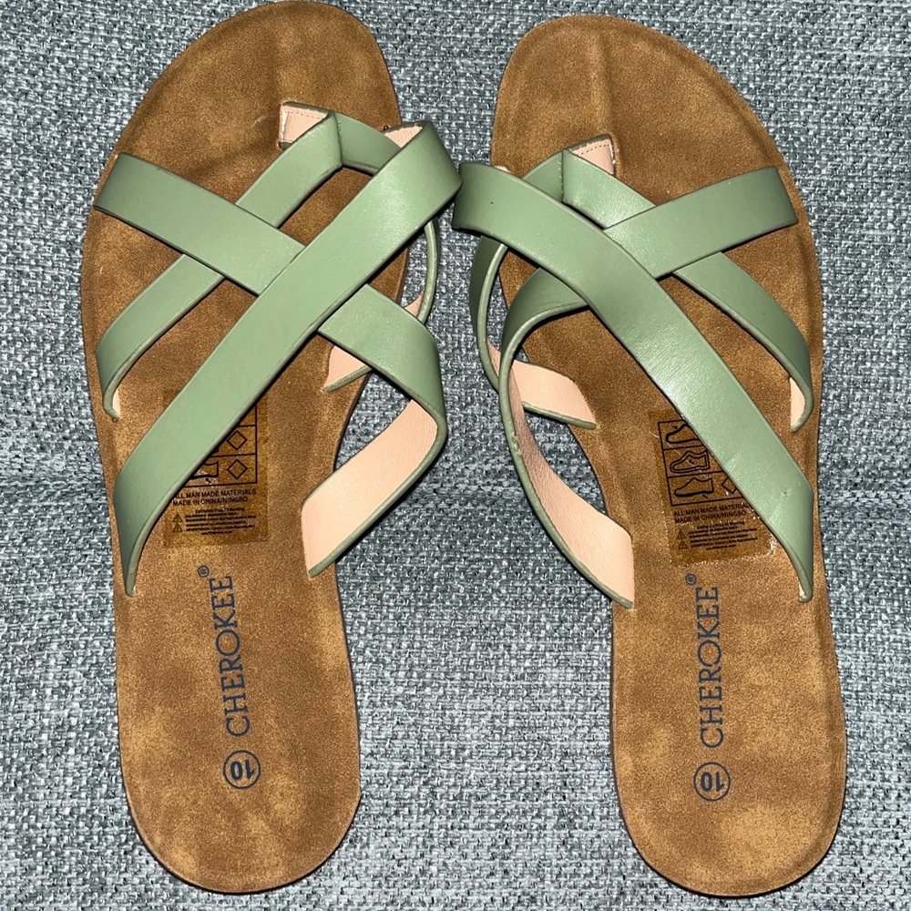 Cherokee Green Sandals with Comfort Cork Footbed